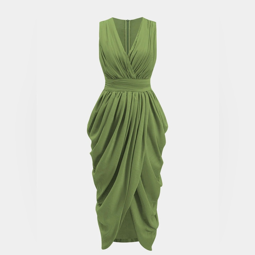 Micas Ruched V-Neck Sleeveless Maxi Dress XL CC12-15